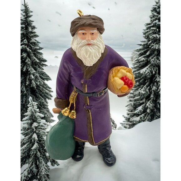 Hallmark Keepsake Merry Olde Santa Claus Christmas Ornament Fruit Basket 1995 - Picture 1 of 8